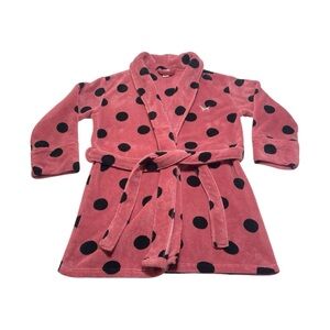 Victoria’s Secret Plush Pink with Black Polka Dots Robe Women’s Size Med-Large